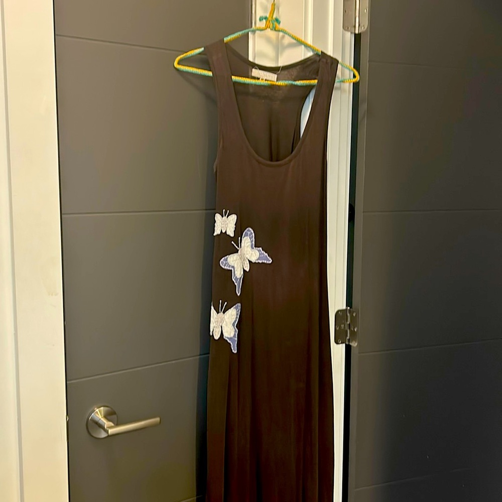 Synergy maxi dress with butterfly appliqués